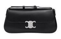 CELINE Shiny Calfskin Handbag Shoulder Bag Medium Size Women's Black