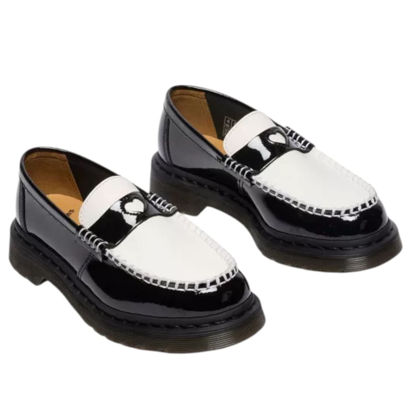 (WMNS) Dr. Martens Penton Heart Two-Tone Arcadia Loafers 'Black White' 41676001