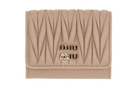 MIU MIU Matelassé Soft Sheep Leather Wallet Women's Sand Beige Yellow