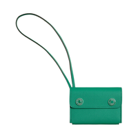 HERMES Swift Calfskin Card Holder Women's Iridescent Green