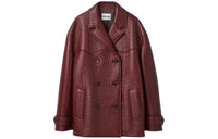 MIU MIU Double-Breasted Nappa Leather Jacket Jackets Coats Women's Brown Red