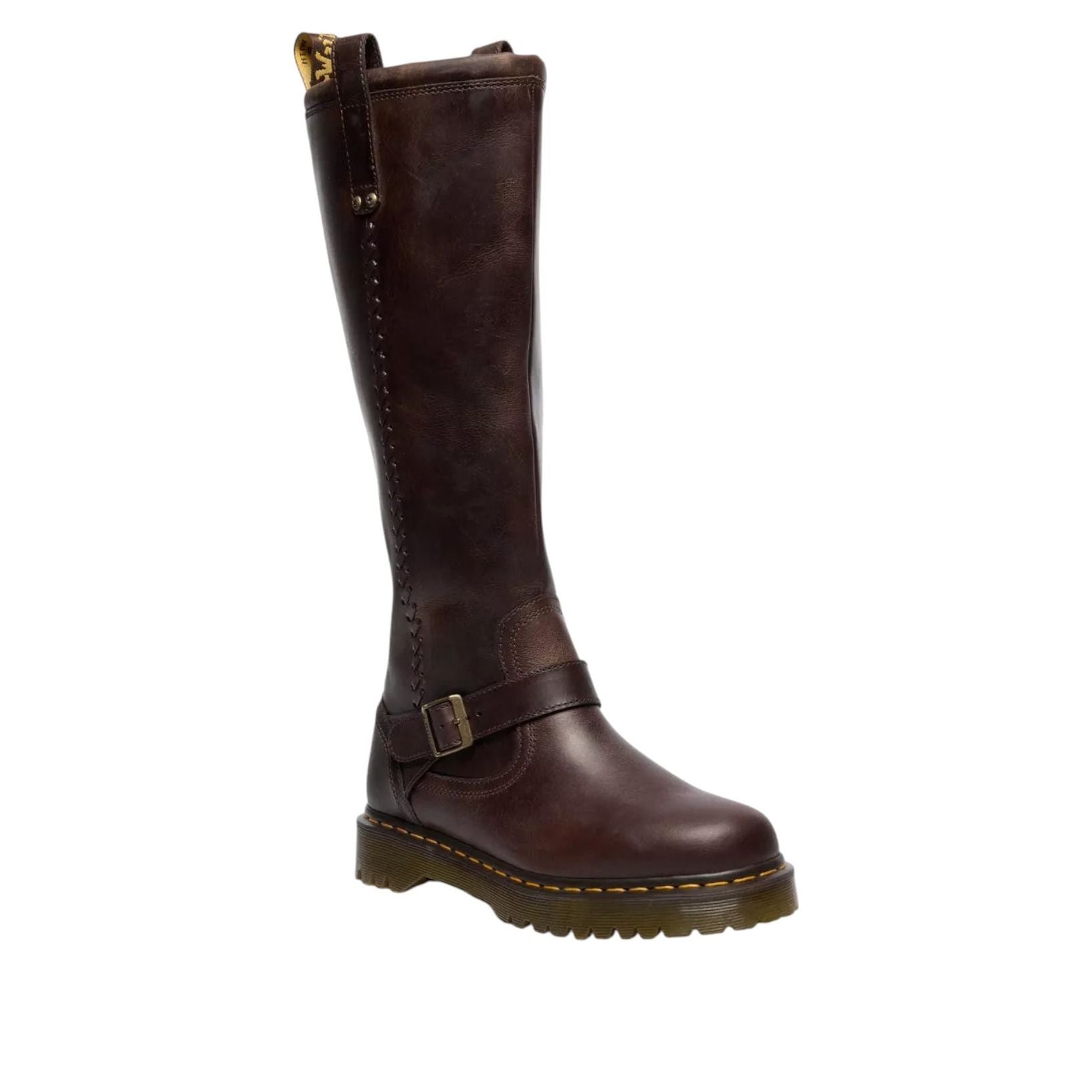 Dr. Martens Anistone Knee High Biker Boots 'Dark Brown' 41871200