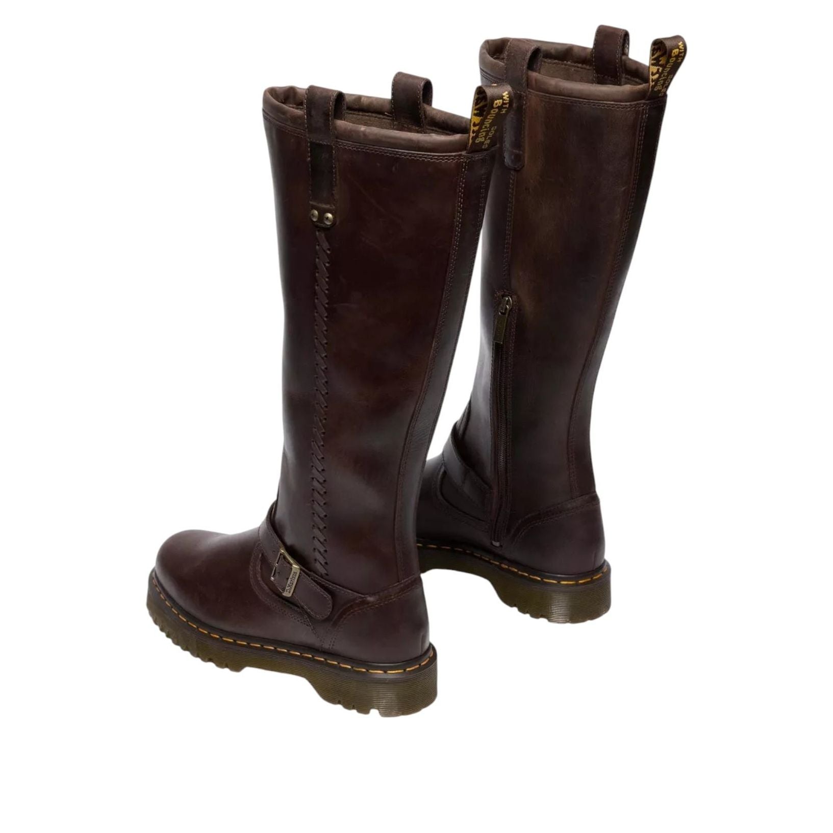 Dr. Martens Anistone Knee High Biker Boots 'Dark Brown' 41871200