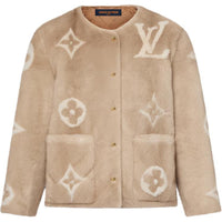 LOUIS VUITTON Collarless Monogram Mink Jacket