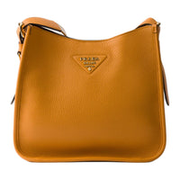 PRADA Cow Leather Shoulder Bag Medium Size Women's Orange