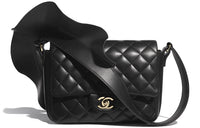 CHANEL Leather Square Fatty Shoulder Bag Crossbody Bag Women's Black