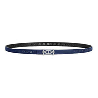 HERMES Double Sided Design Calfskin Leather Belts Unisex Blue Width 1.3CM