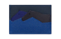 HERMES Les Petits Chevau Epsom Leather Card Holder Mini Men's Brook Sapphire/Indigo Blue