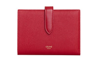 CELINE Leather Wallet Medium Size Women's Red