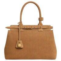 CELINE Suede With Calfskin Handbag Regular Women's Tobacco Brown