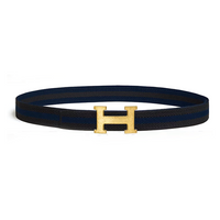 HERMES Nylon Metal Gold-Plated Belt Men's Blue Width: 3.2CM