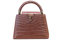 LOUIS VUITTON Capucines Crocodile Leather Handbag Shoulder Bag Crossbody Bag Mini Women's Pink