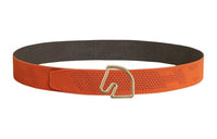 HERMES Double-Sided Horse Head Styling Smooth Buckle Belt Men's Brown/Orange Width: 3.8CM