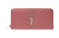 SAINT LAURENT Monogram Cow Leather Wallet Women's Pink