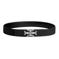 HERMES Stainless Steel Leather Belts Men's Black Width: 3.8CM