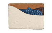 HERMES HISTOIRE NATURELLE Crocodile Leather With Bullhide Accents Card Holder Women's Multicolor