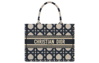 DIOR BookTote Embroidery Tote Bag, Shopping Bag, Handbag Medium Size Women's Beige/Blue