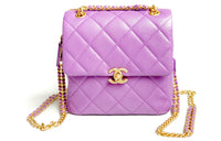 CHANEL Cow Leather Backpack Women's Purple