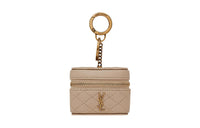 SAINT LAURENT GABY Quilting Sheepskin Earphone Case Women's Dark Beige