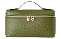Loro Piana ExtraPocket Ostrich Leather Clutch Women's Lichen Dark Green