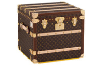 LOUIS VUITTON Leather Storage Box Hard Case Unisex Brown