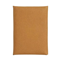 HERMES Calvi Duo Epsom Calfskin Card Holder Mini Women's 2S Sesame Sesame-Colored