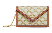 CELINE Triomphe Sheepskin Clutches Shoulder Bag Crossbody Bag White & Tawny