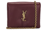 SAINT LAURENT Lambskin Crossbody Bag Shoulder Bag Women's Red