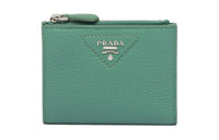 PRADA Leather Wallet Mini Women's Salvia Green