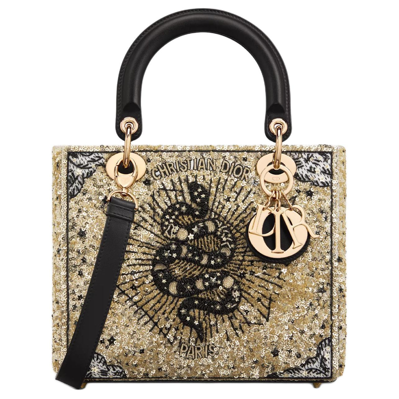 DIOR Lady Dior Technology Fabric Tote Bag, Shopping Bag, Shoulder Bag, Handbag Medium Size Women's Light Gold