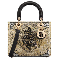 DIOR Lady Dior Technology Fabric Tote Bag, Shopping Bag, Shoulder Bag, Handbag Medium Size Women's Light Gold
