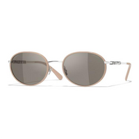 CHANEL Metal Oval Sunglasses Unisex Beige