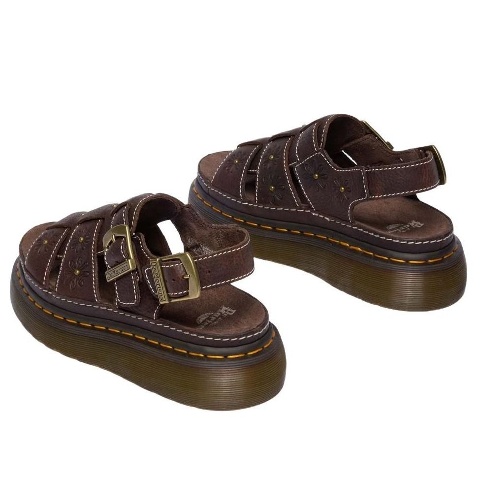 (WMNS) Dr. Martens Wrenlie Open Flower Sandals 'Dark Brown' 42339200