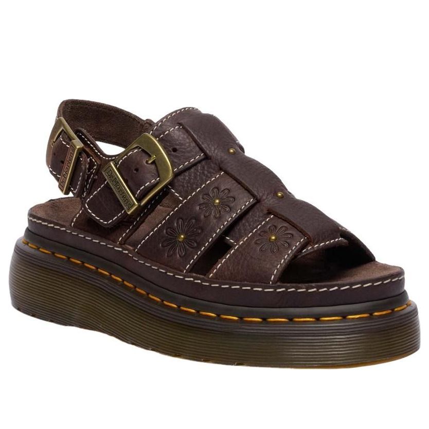 (WMNS) Dr. Martens Wrenlie Open Flower Sandals 'Dark Brown' 42339200