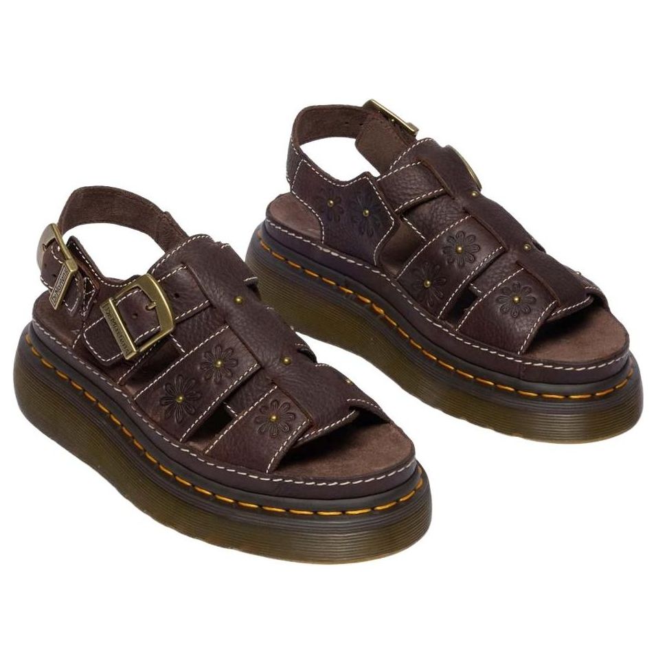 (WMNS) Dr. Martens Wrenlie Open Flower Sandals 'Dark Brown' 42339200