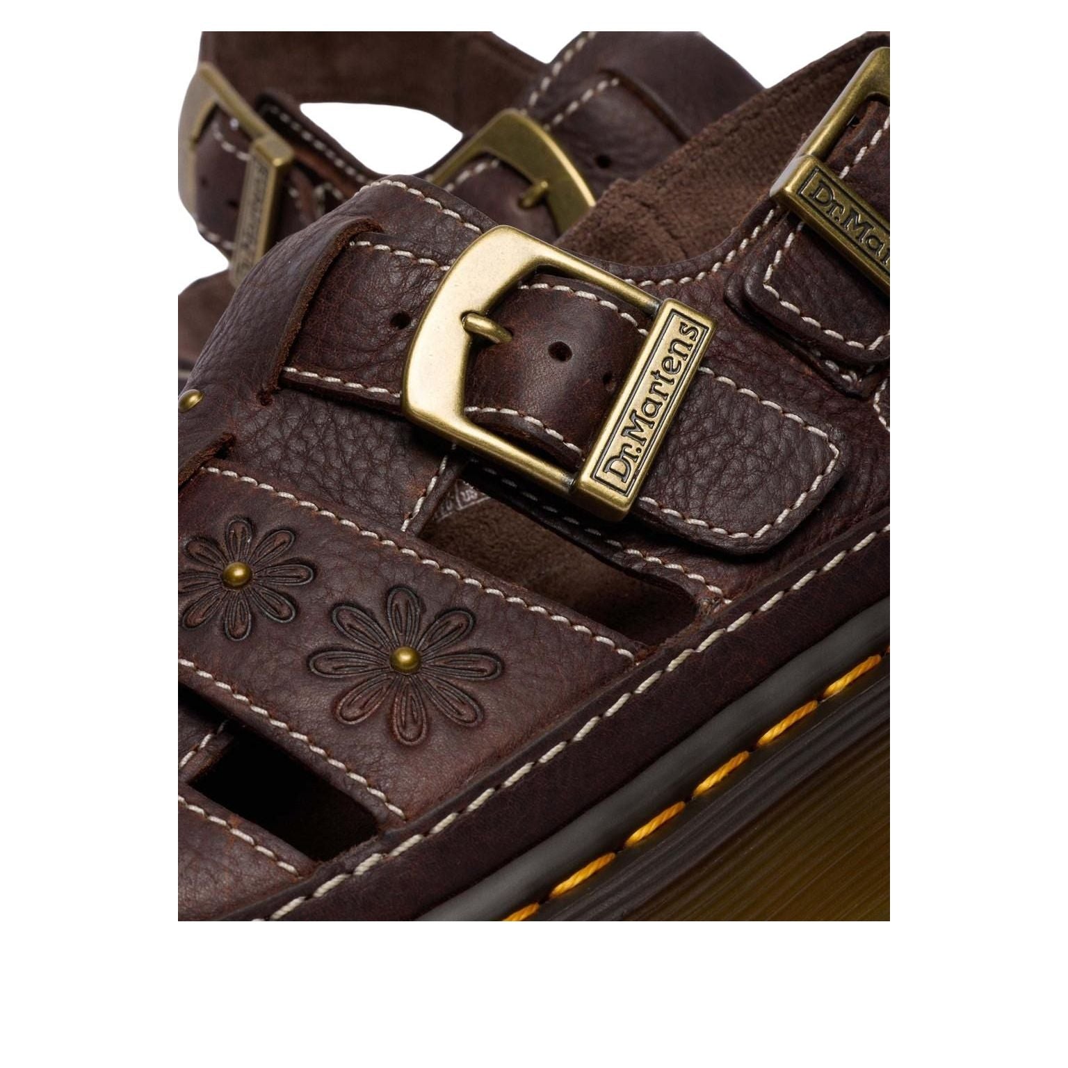 (WMNS) Dr. Martens Wrenlie Open Flower Sandals 'Dark Brown' 42339200