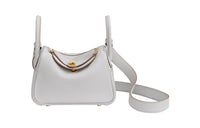 HERMES Lindy Cow Leather Shoulder Bag Crossbody Bag Women's Pearl Gray