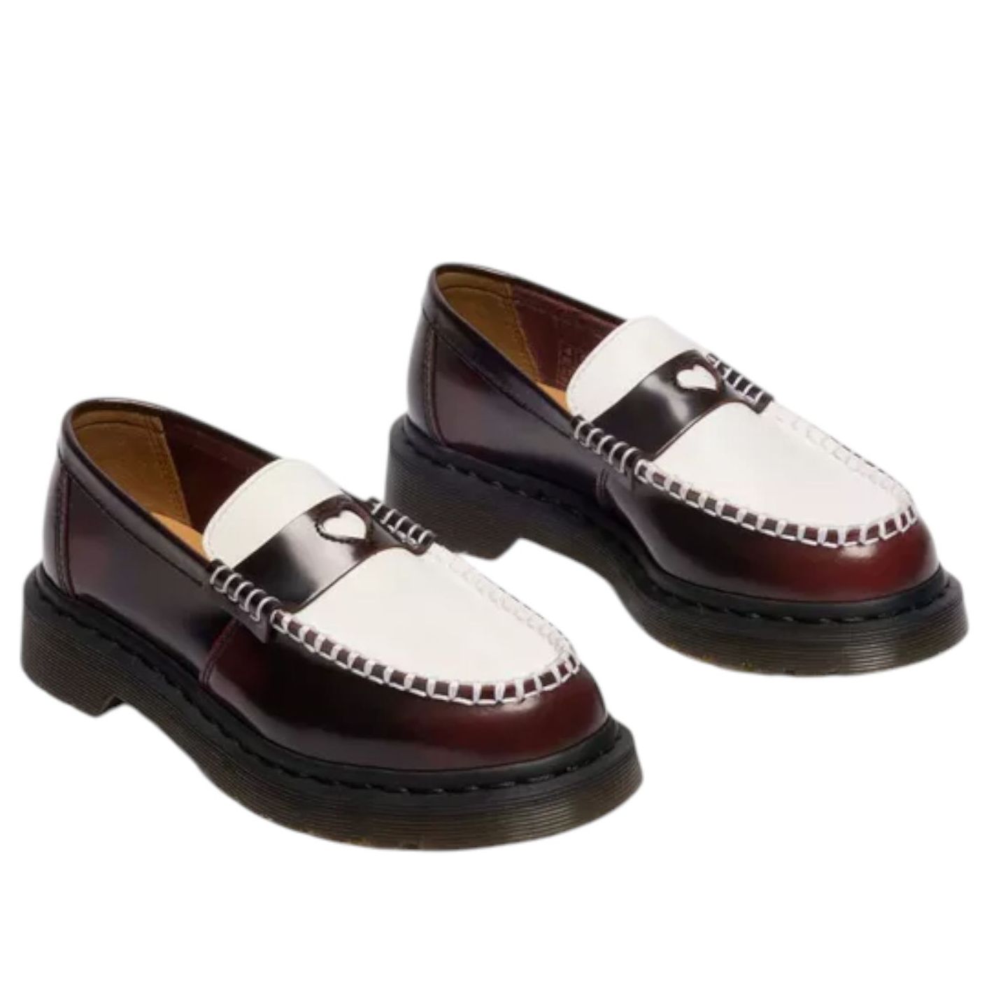 (WMNS) Dr. Martens Penton Heart Two-Tone Arcadia Loafers 'Cherry Red White' 42594600