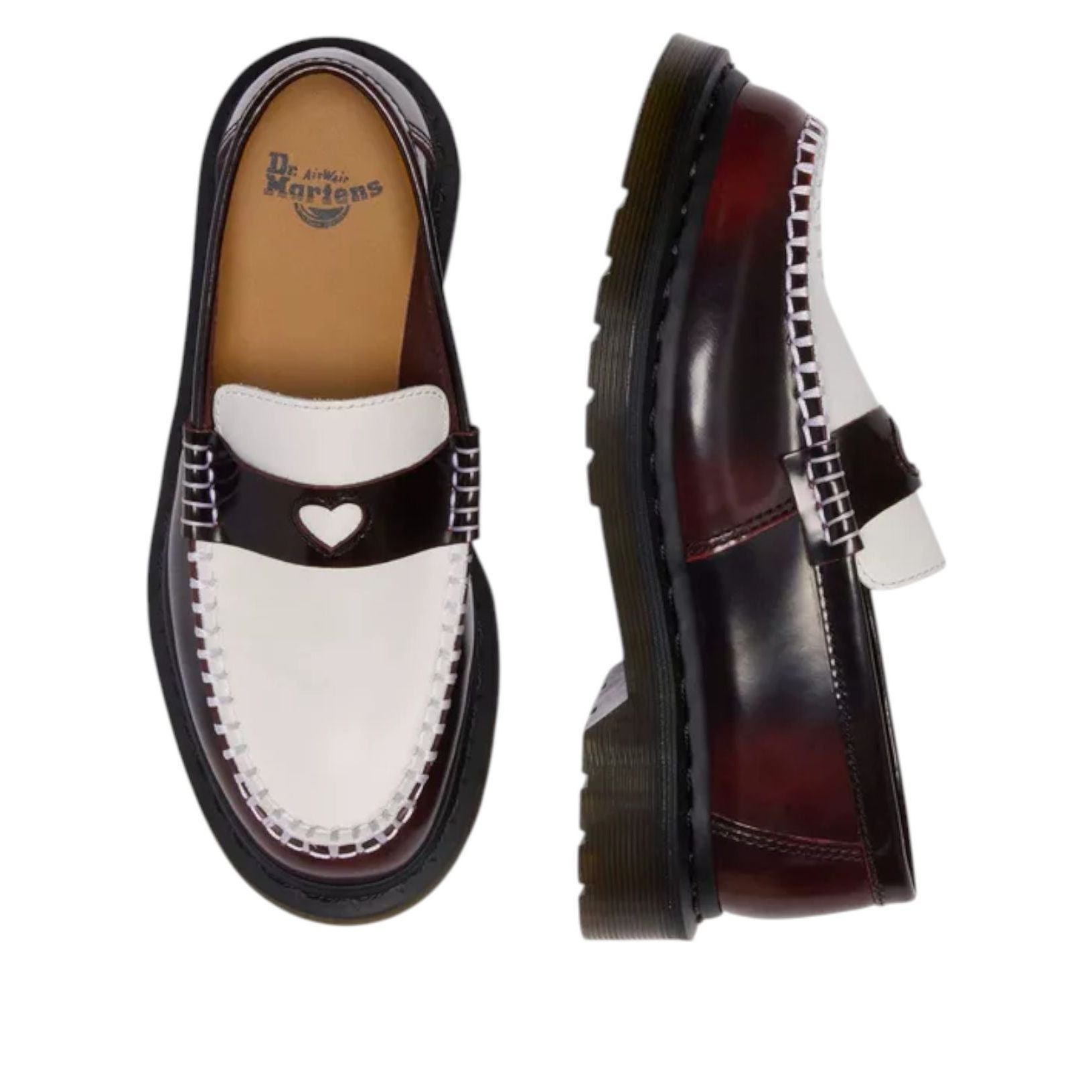 (WMNS) Dr. Martens Penton Heart Two-Tone Arcadia Loafers 'Cherry Red White' 42594600