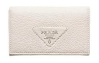 PRADA Leather Card Holder Women's White