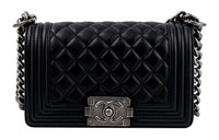 CHANEL Leboy Calfskin Diamond Pattern Bag, Crossbody Bag, Shoulder Bag Small Size Women's Black