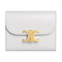 CELINE Triomphe Lizard Skin Wallet Small Size Women's Multiple Cloud Gray