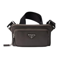PRADA Saffiano Calfskin Fanny Pack Men's Smoke Gray