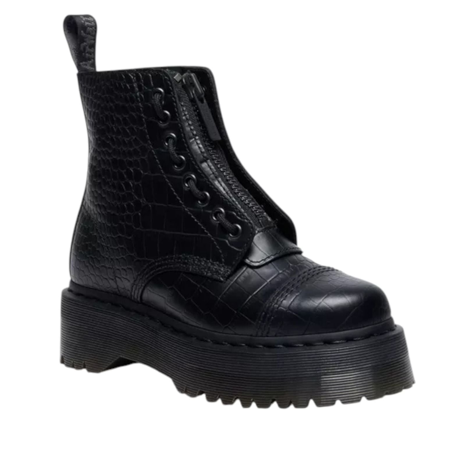 (WMNS) Dr. Martens Sinclair Croc Emboss Platform Boots 'Black' 42713001