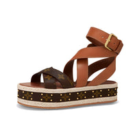LOUIS VUITTON Boundary Flatform Strap Sandals Women's Brown