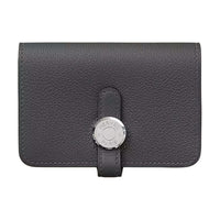 HERMES Dogon Evercolor Leather Card Holder Women's H0 Misty Gray