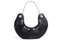 CELINE AVA Smooth Cow Leather One Shoulder Handbags Large Size Women's Black