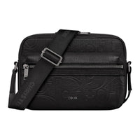 DIOR Leather Patchwork Grained Calfskin Messenger Bag Shoulder Bag Crossbody Bag Men's Black