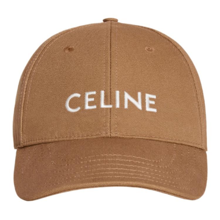CELINE Cotton Baseball Caps Men's Light Brown