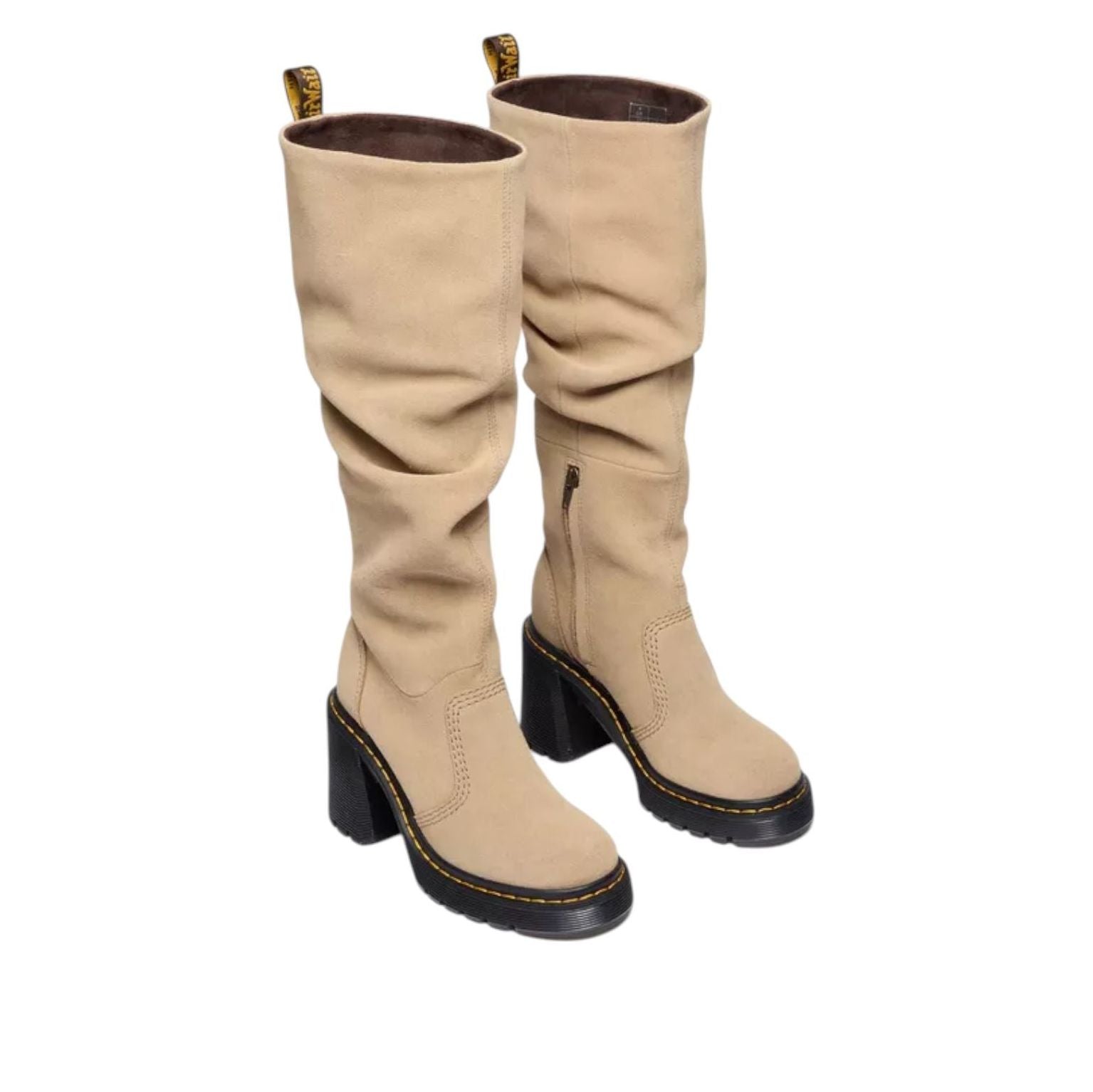 (WMNS) Dr. Martens Kasey Suede Knee High Heeled Boots 'Savannah Tan' 42927200